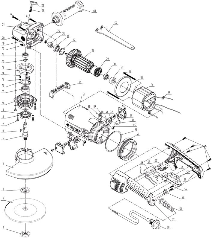 Инструмент [УШМ-П230-2100 ПВ] - разборная схема